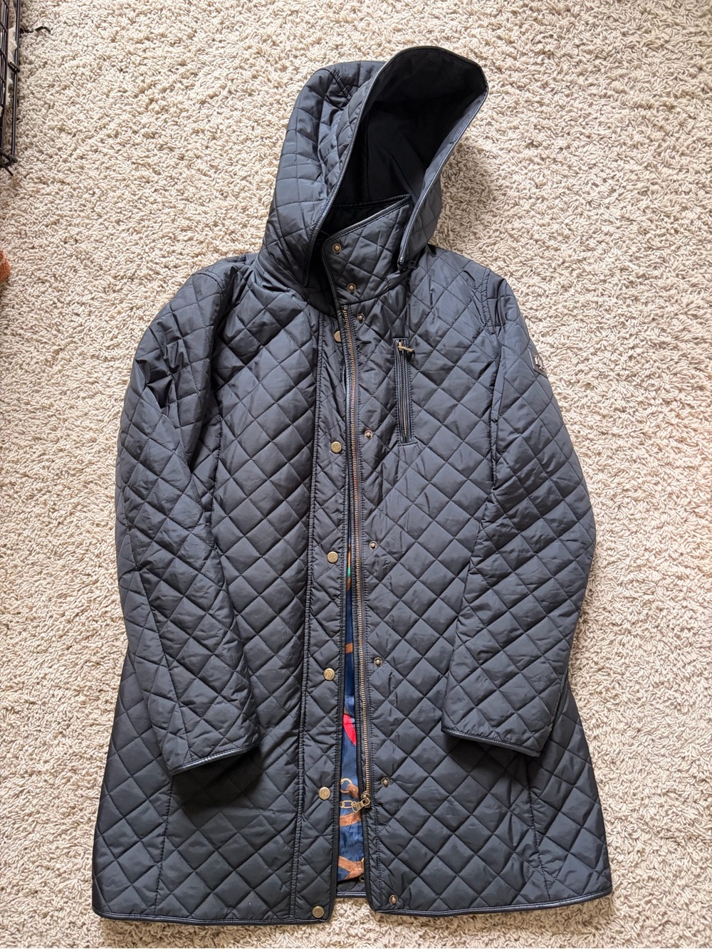 Lauren Ralph Lauren Black Quilted Hooded Puffer Coat Size M
